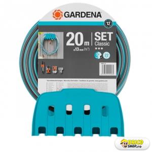 Furtun Gardena Classic diametru 1/2, rola 20 metri, cu suport si conectori > Furtun gradina