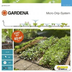 Set irigare Gardena 13015 pentru 40m² brazde flori sau legume > Micro Irigatii