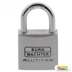 Lacat aluminiu 30 mm Burg Wachter Alutitan 222 30 SB, 16 mm intre toarte, 2 chei > Lacate