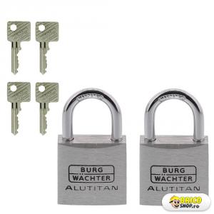 Set 2 lacate 30 mm Burg Wachter Alutitan Duo 770 30 SB, 16 mm intre toarte, 4 chei > Lacate