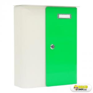 Cutie postala moderna Rottner Splashy, 357x295x100 mm, alb-verde neon > Cutii postale